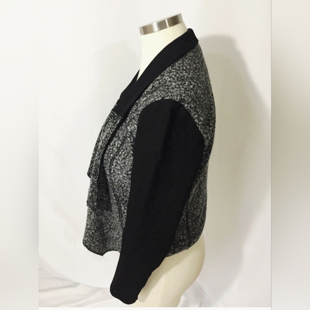 White House Black Market | Black & Gray Blazer with Tuxedo Lapel | - Picture 7 of 10